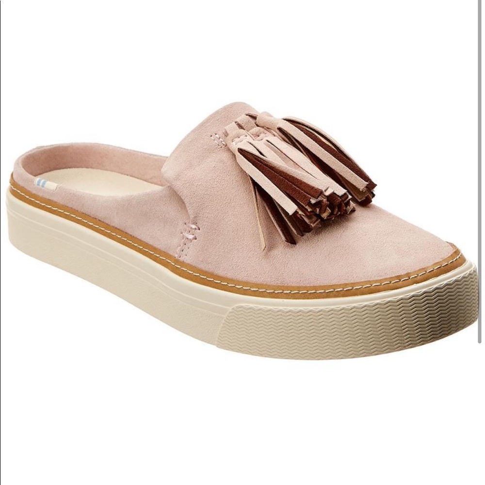 EUC Toms Sunrise Blush Suede Slip-On Mule Sneakers Size 6